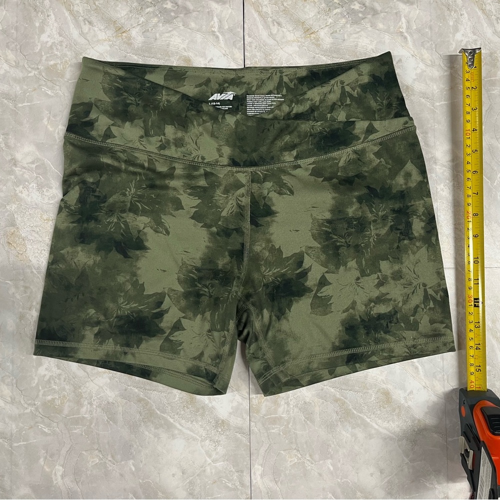 Avia Olive Green Floral Print Bike Shorts